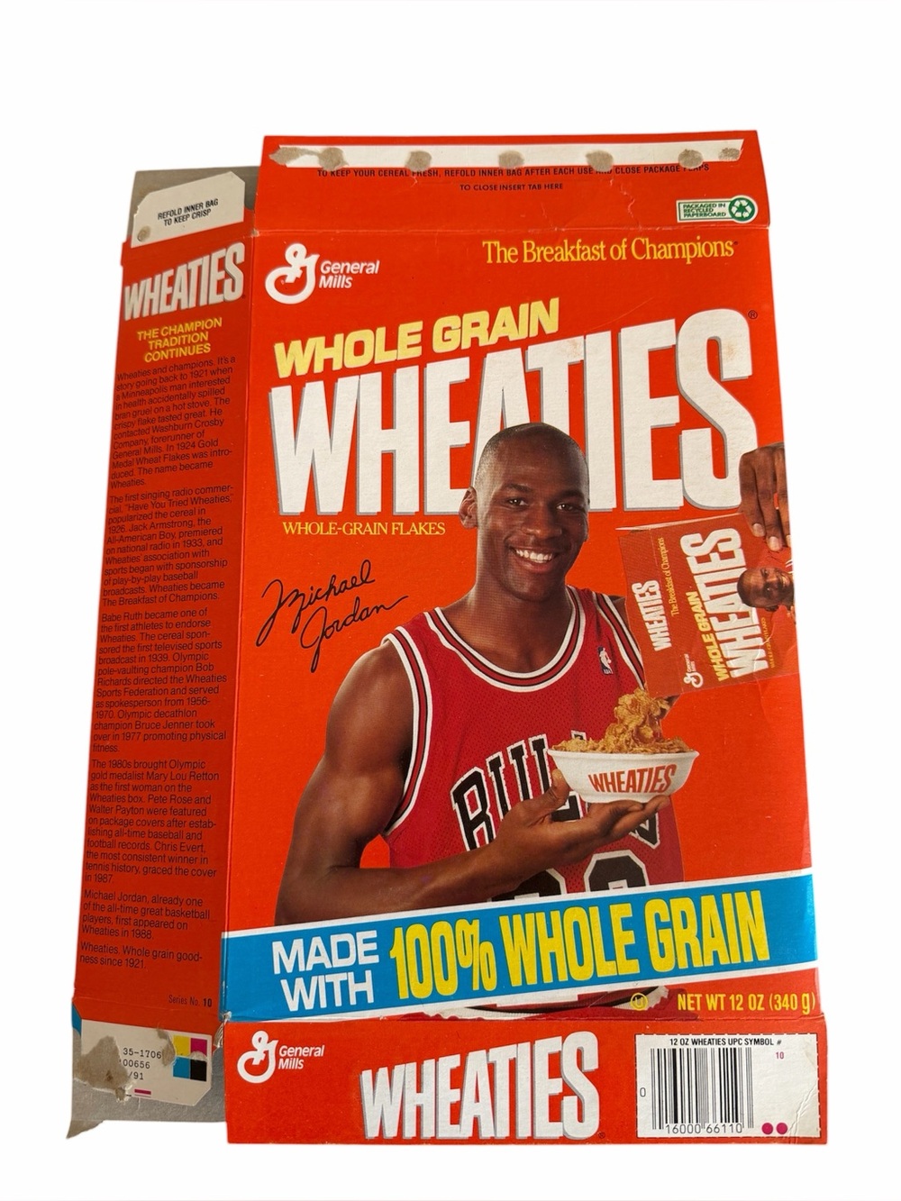 General Mills Wheaties Michael Jordan Chicago Bulls Flattened Cereal Box 1991